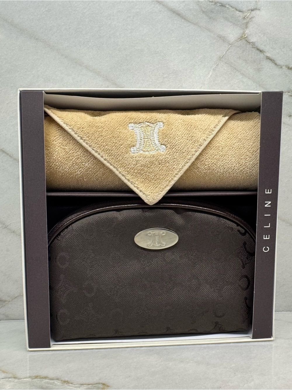 NEW Celine Cosmetic Pouch and Washcloth Set